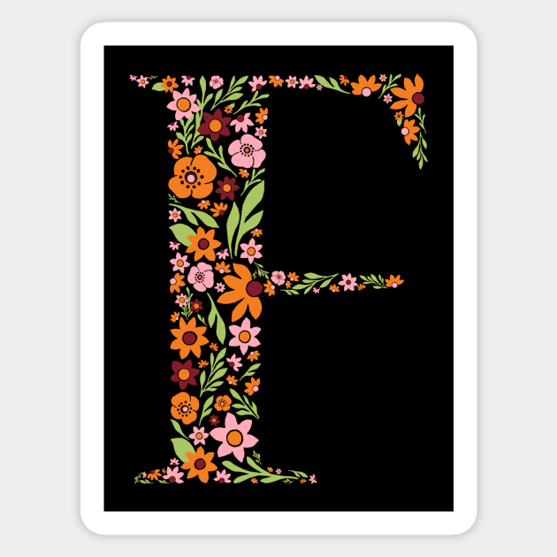 Retro Floral Letter F Sticker by zeljkica